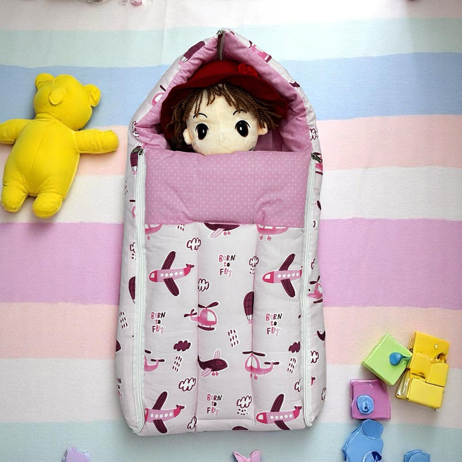 Newborn Baby Sleeping Bag with Cute Printed Designs – Hooded & Zippered